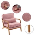 thumbnail image 2 of Accent Chair Mid-Century Modern Chair with Pillow High Back Upholstered Lounge Arm Chair with Armrest Backrest Iron Frame & Soft Cushion, Pink, 2 of 9