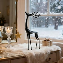 Christmas Black Reindeer Statues, Deer Sculpture Modern Display, Christmas Tabletop Ornaments for Mantel Fireplace Living Room Bedroom Home, Perfect Christmas Decorations Gift