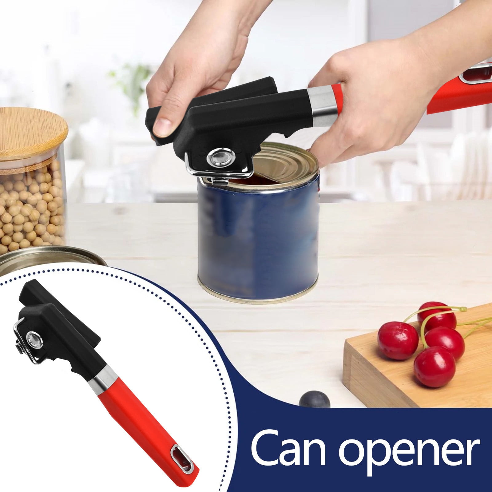 Lunxisen 4 Pcs Manual Can Opener Easy Grip Handle Kitchen Tool for Home Use Smooth Edge Opener Safe Efficient Can Opener