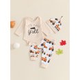 thumbnail image 3 of Pudcoco Baby Boys 3PCS Outfit Sets Long Sleeve Round Neck Romper Tractor Print Pants Hat Sets, 3 of 9