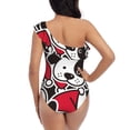 thumbnail image 5 of Picia Cute Dog Pattern Women's One Piece Swimsuits,One Shoulder Swimwear Asymmetric ,Ruffle Monokinis Bathing Suits,High Waisted Flattering Bathing Suits-XX-Large, 5 of 8