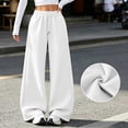 thumbnail image 4 of Ozmmyan 2026 Fleece Wide Leg Sweatpants for Womens High Waist Drawstring Baggy Lounge Pants with Pockets, 4 of 6