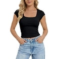 thumbnail image 5 of Tshirts Shirts for Women Short Sleeve Square Neck Basic Tees Slim Fit Womens Summer Clothes Work Tops for Women, 5 of 5