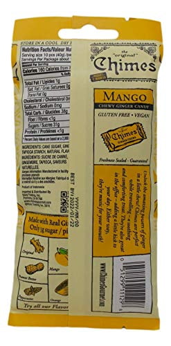 Gluten-Free Ginger Candy Chews, 3 Flavor 6 Bag Variety - (2) Each: Mango, Orange, Meyer Lemon (1.5 Ounces) + MerlinsMart Zine | Chimes