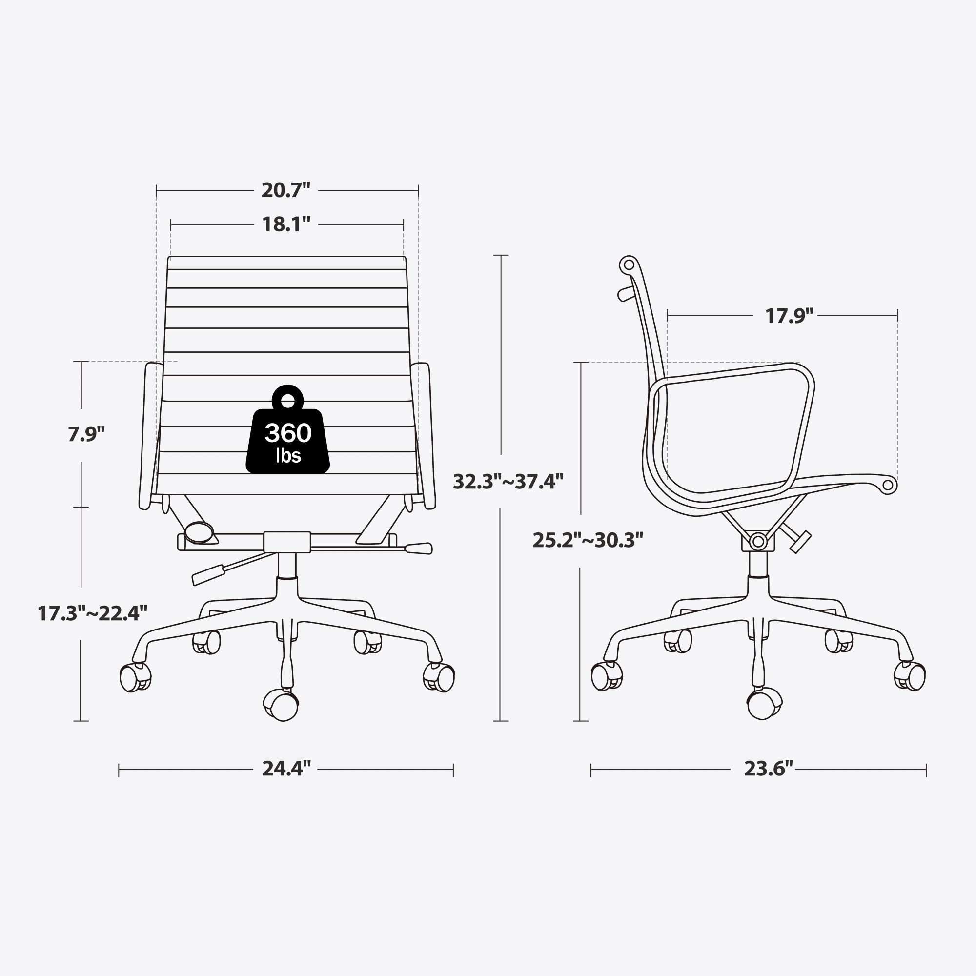 Ribbed Genuine Leather Office Chair, Mid Back, Adjustable Ergonomic Computer Chair for Home Office Use, White, 1PC