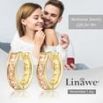 thumbnail image 6 of Linawe 14K Gold Plated Hoop Champagne Yellow Earrings for Women Trendy, Moissanite Huggie Earrings, Small Hoop Cubic Zirconia Mini Tiny Hoop, Cartilage Earrings, Safety Pin Flat Back, 6 of 7