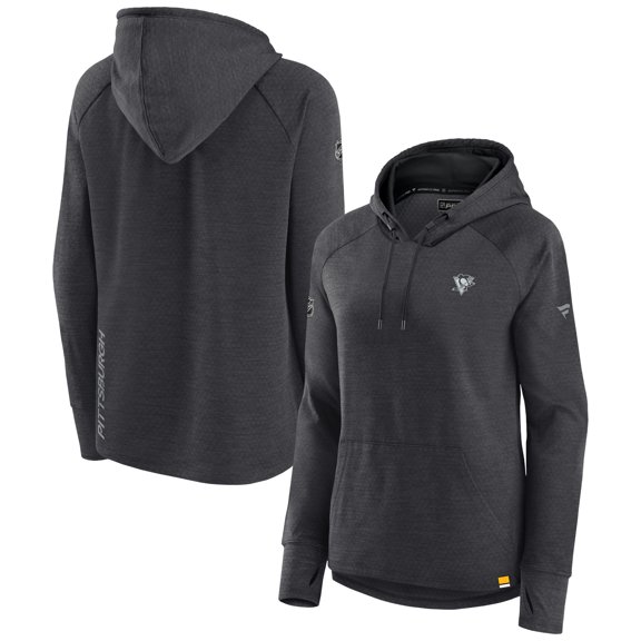 Women's Fanatics  Heather Charcoal Pittsburgh Penguins Authentic Pro Pullover Hoodie