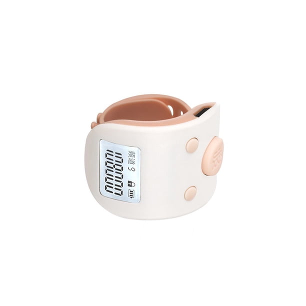 Kearding Contador de mano Recargable Anillo de conteo digital Inalámbrico Ajustable Prensa de bajo ruido Antideslizante Portátil Viaje Tally Cocina y Comedor Rosado