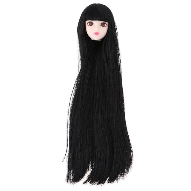 1/6 BJD Head Sculpt Black Hair Figuras femeninas Piezas personalizadas para Kurhn para DIY Accesorio personalizado Baoblaze Cabeza de muñeca esculpir el cabello