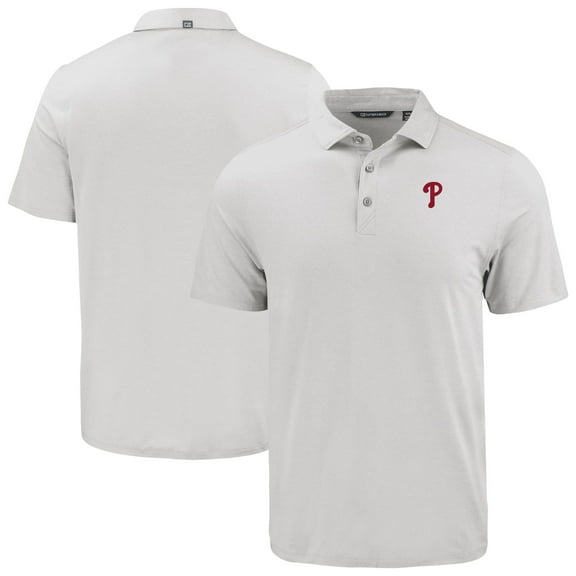 Men's Cutter & Buck White Philadelphia Phillies Coastline Epic Comfort Eco Recycled Polo