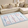 thumbnail image 3 of Ice Hockey Field Blue Tones And Red Area Rug Graphic Outline Sport Events Washable Floor Carpet, Soft And Plush Mats For Living Room Bedroom, 3 of 7