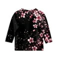 thumbnail image 4 of Xyxonk Cute Tops for Girls 3/4 Sleeve Lightweight T Shirts Crew Neck Fall Tops Cute Floral Print Blouses Casual Outfits 5-7 Years, 4 of 4