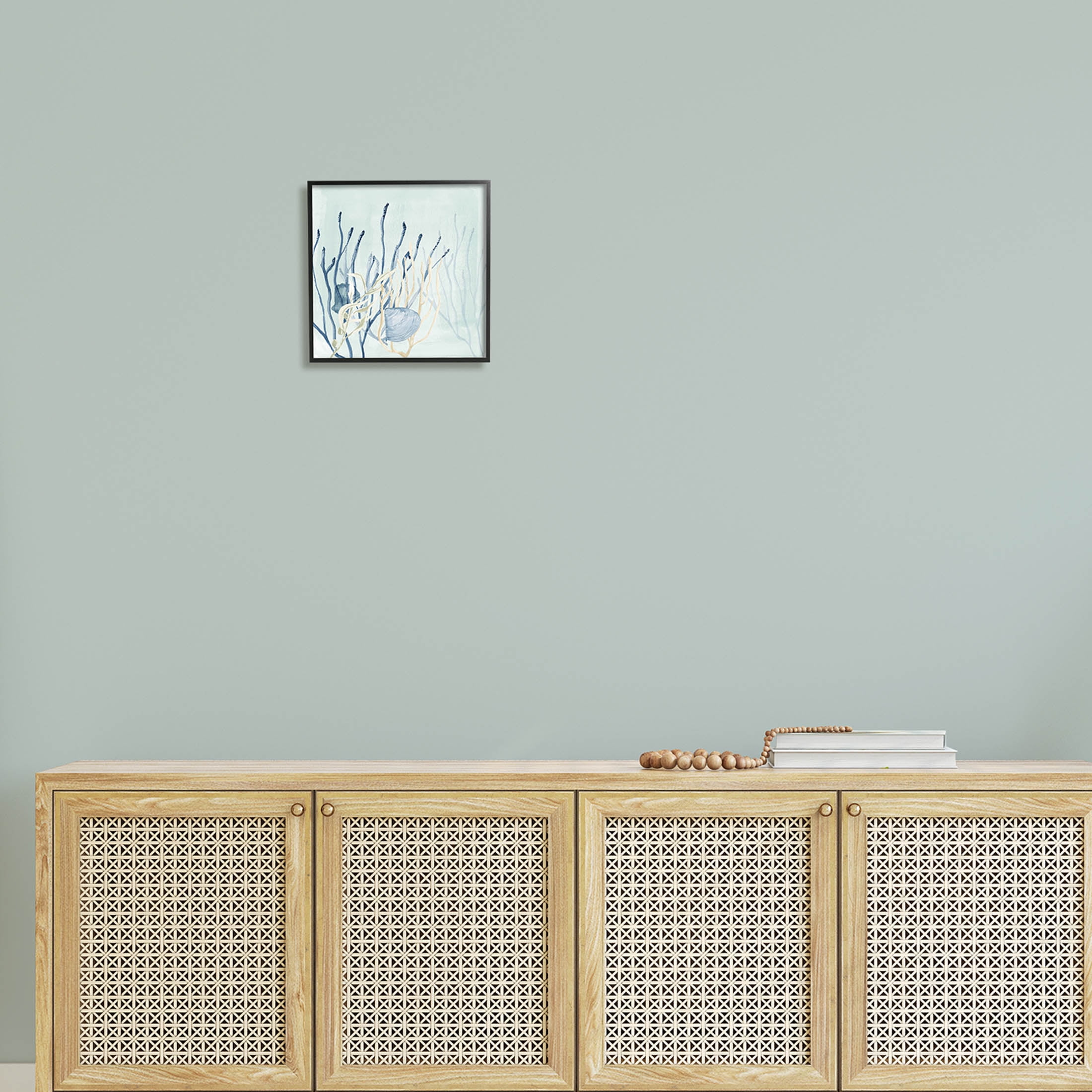Layered Seashells Coral Underwater Animals & Insects Graphic Art Black Framed Art Print Wall Art