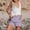 Purple, variant on LEKODE Cotton Linen Shorts for Women Summer Elastic Waist Drawstring Bermuda Shorts Loose Comfy Short Pants with Pockets Blue L