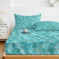 thumbnail image 6 of Twin XL Size Fitted Sheet Set - Green Geometric 2 Piece Bedding Sets 16" Deep Pocket Fitted Sheet with 1 Pillowcases, Farmhouse Abstract Neutral Motifs Brushed Microfiber Hotel Luxury Bed Sheets, 6 of 9