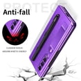 thumbnail image 4 of K-Lion for Samsung Galaxy Z Fold 3 7.6 Inch Hybrid Case, Luxury PU Leather Plating Mirror PC S Pen Holder Slot Hand Strap Stand Function Cover Shockproof Protective Folio Case, Purple, 4 of 7