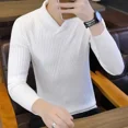 thumbnail image 4 of Suéteres de punto con cuello en V para hombre, suéteres rojos de color sólido, prendas de punto lisas, manga larga, 100 % talla grande, informales, 2024 SA, 4 of 5