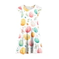 thumbnail image 5 of Cowsor Big Girls Short Sleeve Round Neck Ruffle Cap Sleeve Dress Easter Print Waist Cinched Design with Pockets Layered Summer Outfit for 4 to 15 Years Old Holiday, 5 of 5