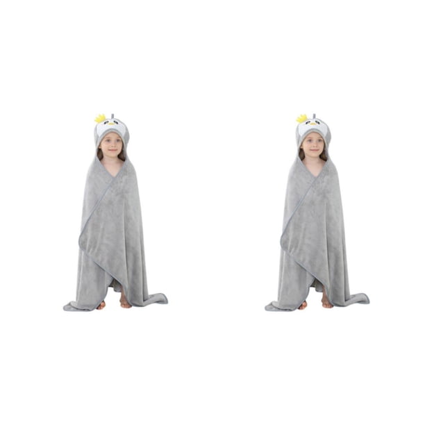 Toalla de baño portátil con capucha Minnieouse Chinlon para niños Gris 2piezas