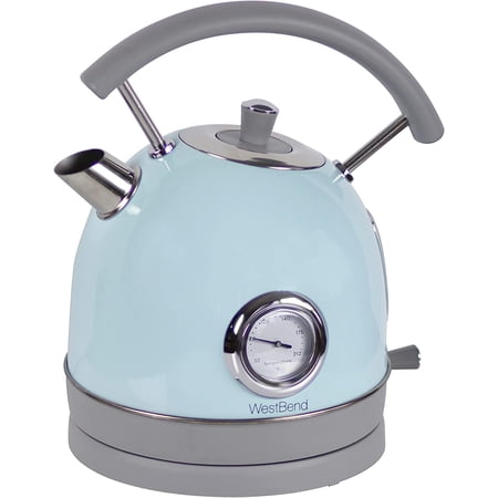 West Bend 1.7L Retro-Style Stainless Steel Electric Kettle, 1500W, Blue