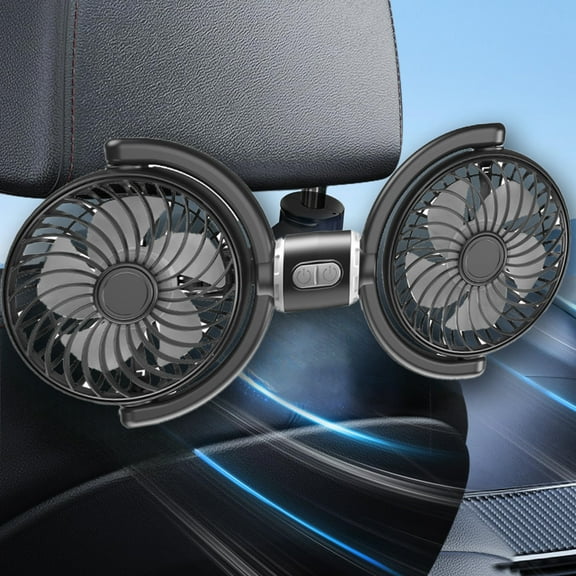 USB Car Seat Fan - Double-Head Cooling Fans, 270 Rotating Design 3 Speeds Rear Headrest Cooler  Seat Blower Portable 270 Degree Rotatable Air Circulation universall Fan for Sedan Suv Rv Truck