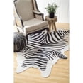 thumbnail image 2 of Nuloom Tapis en Cuir de Vachette Rayé 5' x 7' Fait à la Main en Blanc, 2 of 3