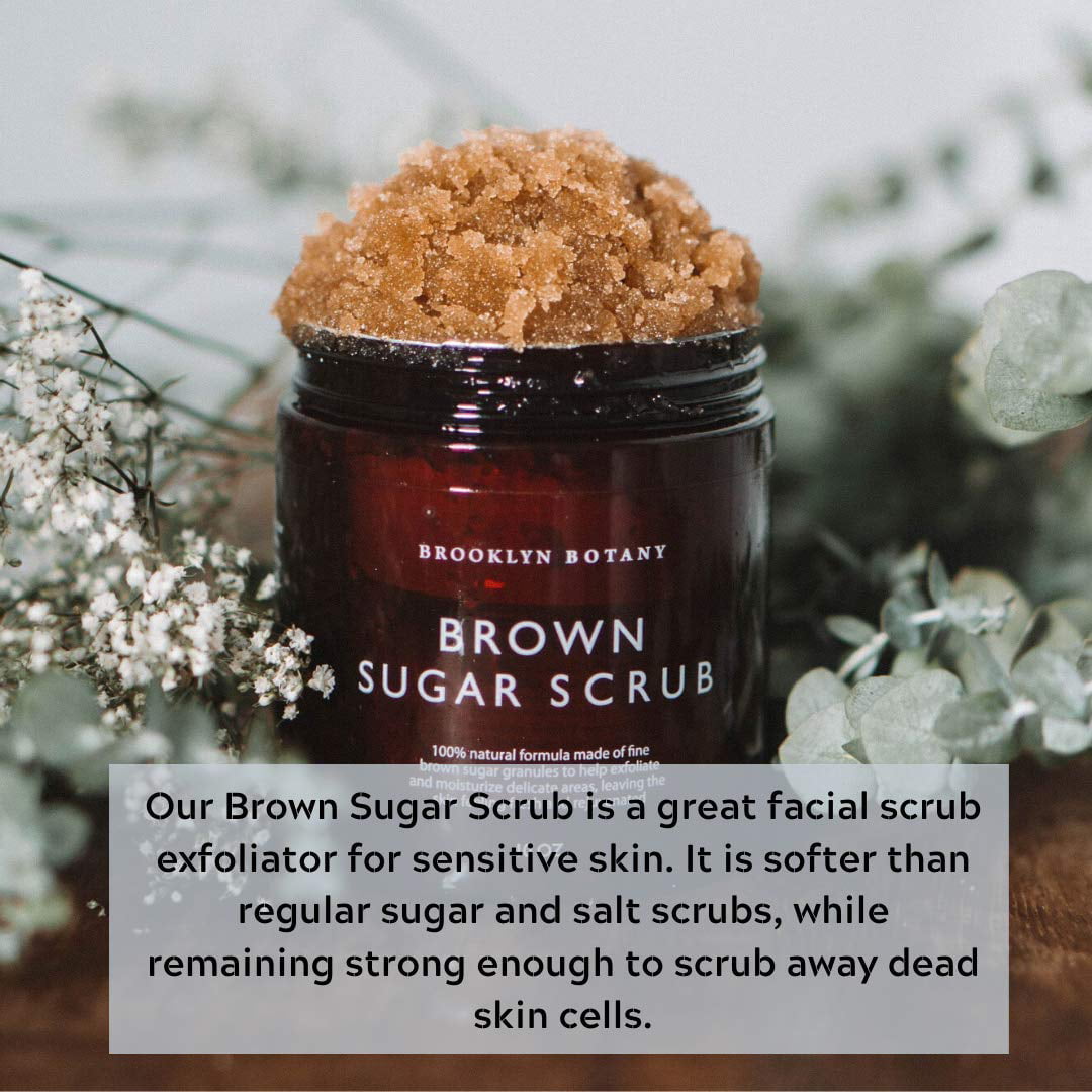 Brooklyn Botany Brown Sugar Body Scrub - Great as a Face Scrub and Exfoliating Body Scrub for Acne Scars, Stretch Marks, Foot Scrub, Great Gifts for Women - 10 oz