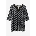 thumbnail image 3 of Woman Within Plus Size Contrast Notch-Neck Three-Quarter Sleeve Knit Tunic, 3 of 4