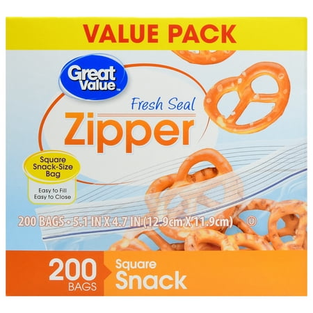 2 Pack Great Value Zipper Square Snack Bags 200 Count 2 Pack Great Value Zipper Square Snack Bags 200 Count