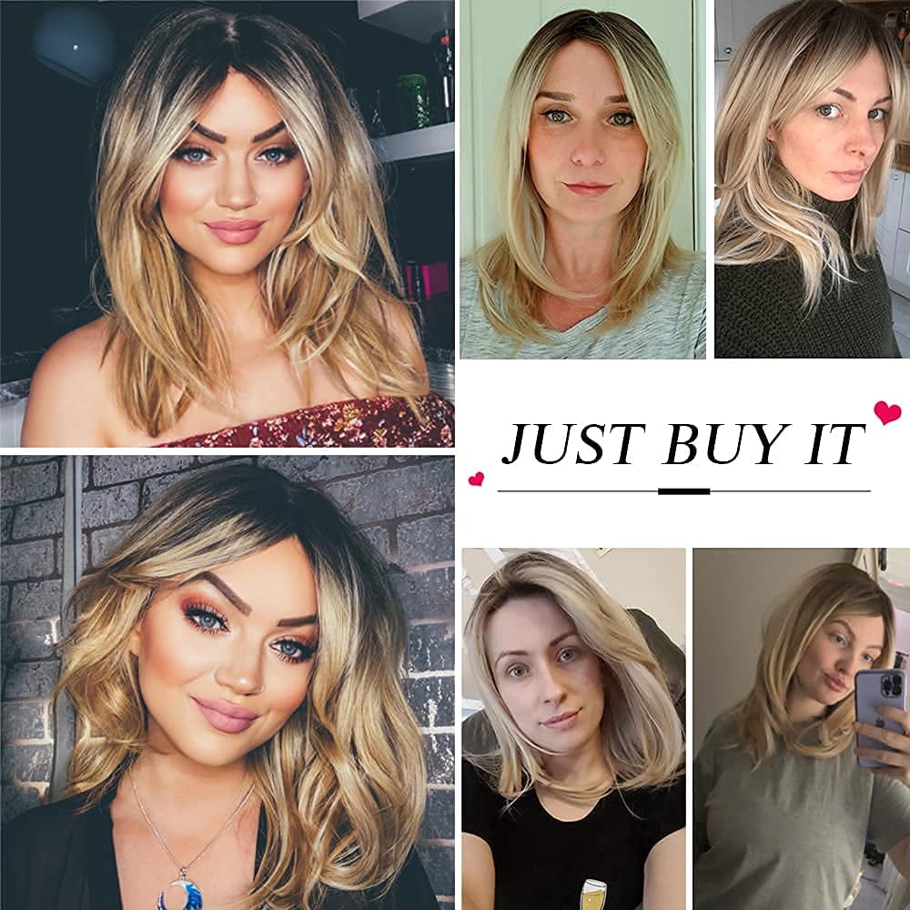 Sucs Long Layered Synthetic Hair Wigs for Women with Bang