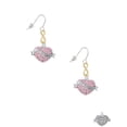 thumbnail image 2 of Delight Jewelry Silvertone Lil Sister Banner on Pink Crystal Heart Gold Tone Infinity French Earrings, 2 of 4