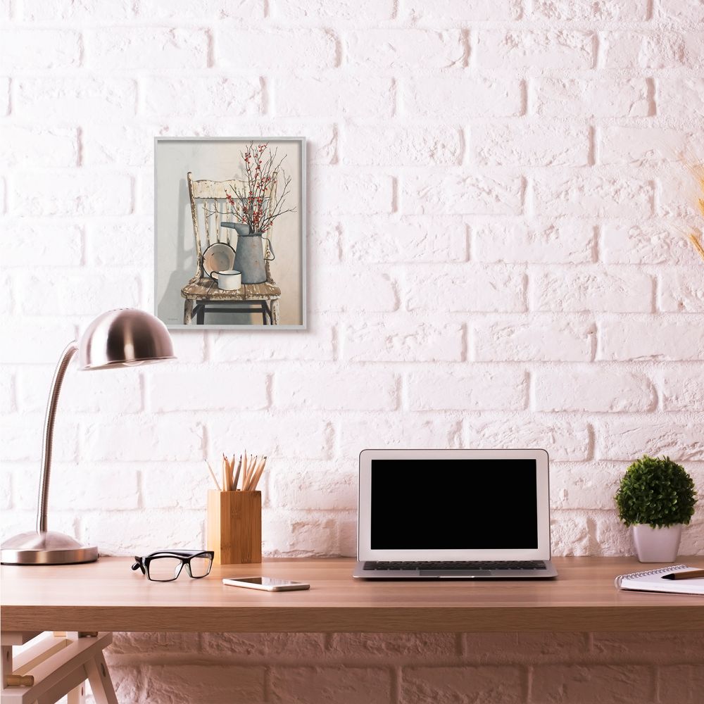Stupell Industries Vintage Rustic Things Neutral Painting Gray Farmhouse Rustic Framed Giclee Texturized Art by Cecile Baird