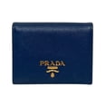 thumbnail image 1 of Pre-Owned Prada Saffiano Multic leather compact wallet in blue. Men's and..., 1 of 9