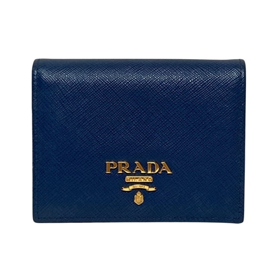 Pre-Owned Prada Saffiano Multic leather compact wallet in blue. Men's and...
