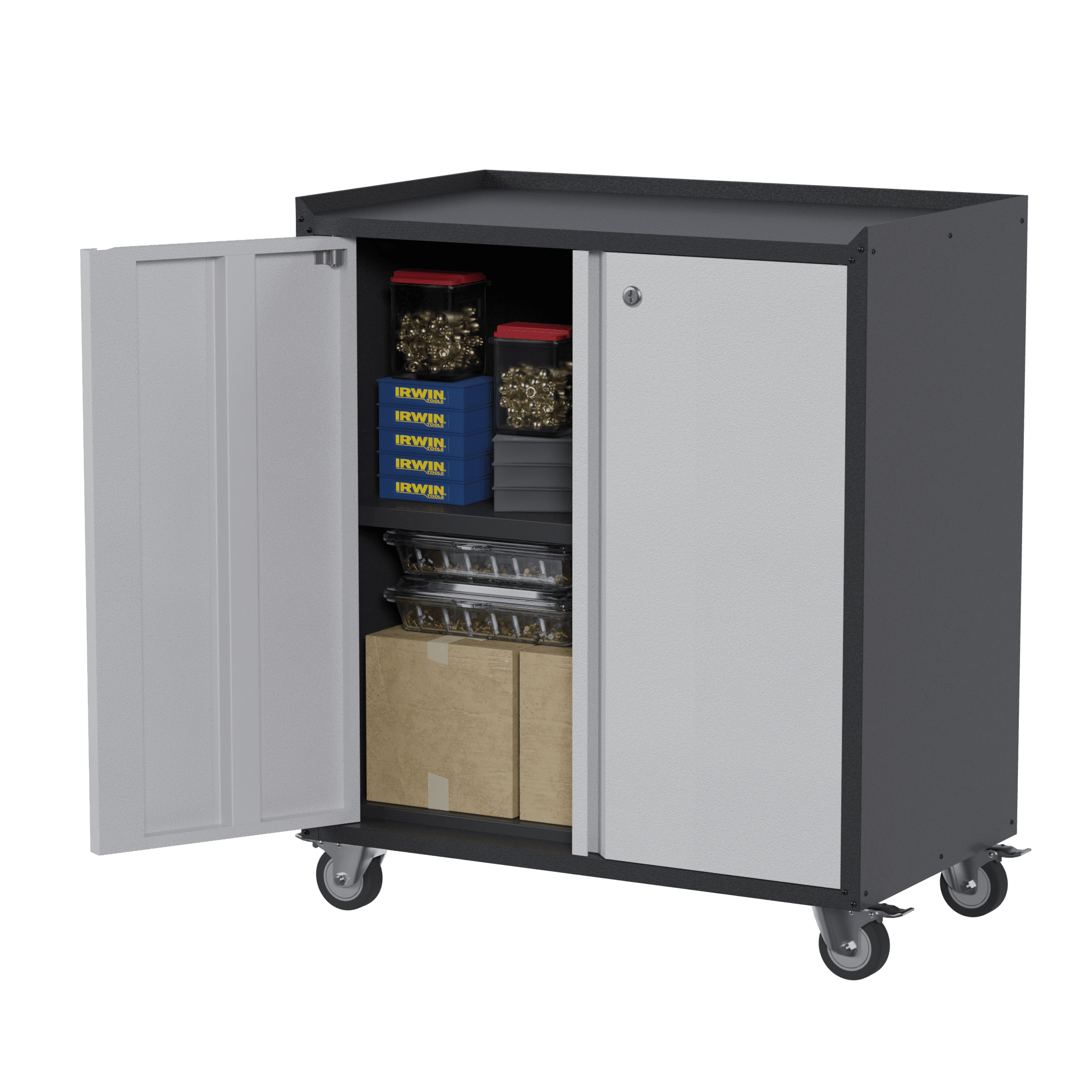 Mydepot Metal Rolling Garage 1 Shelf, Assembly Required, Durable Storage Solution