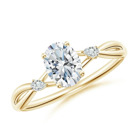 ANGARA Lab Grown Diamond Engagement Ring for Women in 14K Yellow Gold (Size-7x5mm| Color-F-G| Clarity-VS) | April Birthstone, Anniversary, Jewelry Gift for Women | Lab-Grown Diamond Ring