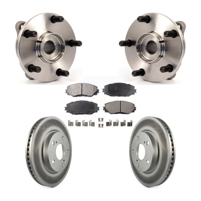 Transit Auto Front Hub Bearing Assembly Coated Disc Brake Rotors and Semi-Metallic Pads Kit for Car Toyota RAV4 Prius V Scion xB Lexus HS250h KBB-103606