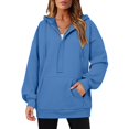 thumbnail image 2 of Womens Hoodies Quarter Zip Pullover Oversized Sweatshirts Half Zip Pullover With Pockets Fall Clothes, 2 of 7