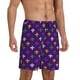 thumbnail image 2 of Balery Purple Mardi Gras Pantalones cortos de pijama de punto de algodón para hombre con cinturilla y bolsillos-Small, 2 of 6