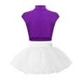 thumbnail image 2 of Alvivi Kids Girls Shiny Ballet Dance Outfits Gymnastic Shirt Crop Top and Tutu Skirt Bllerina Costume Purple&White 16, 2 of 5