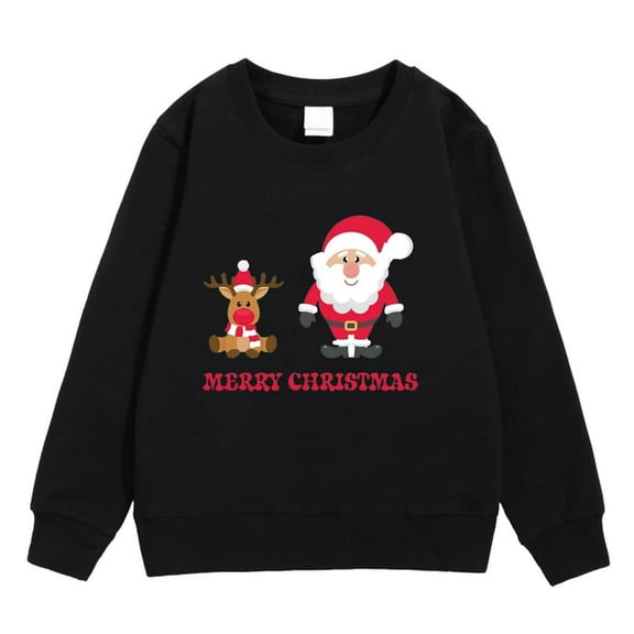 Toddler Girls Christmas Sweatshirt Reindeer Santa Print Children's Winter Pullover 2026 Fall Fashion Preppy Clothes Size 3-4T