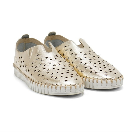 

Eric Michael Women s Inez Leather Slip-On Flat Comfort Shoes Gold 7 M US
