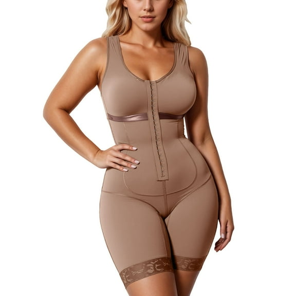 KHONTS,Shapewear Tummy Control High Compression Faja Colombiana Girdle for Women Abdomen Control Coffee XS