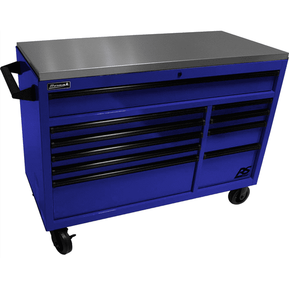 Homak Manufacturing 54" RSPro Rolling Workstation w/Stainless Steel Top Worksurface-Blue