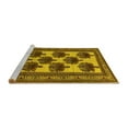 thumbnail image 2 of Ahgly Company Machine Washable Indoor Square Oriental Yellow Industrial Area Rugs, 6' Square, 2 of 4