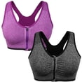 thumbnail image 1 of Sujetador deportivo con cremallera frontal para mujer, sujetador inalámbrico postoperatorio, sujetador deportivo para yoga, 1 of 5
