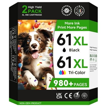 61 Ink Cartridge Compatible for HP 61XL Black and Color Ink for Envy 4501 4500 Deskjet 2541 OfficeJet 4630 Printer(2-Pack)