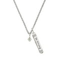 thumbnail image 1 of Delight Jewelry Silvertone Mini August - Lime Green Crystal Heart Silvertone Be Strong and Courageous Bar Charm Necklace, 23", 1 of 4