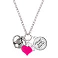 thumbnail image 1 of Delight Jewelry Silvertone Heart with Horse Head - Hot Pink Heart Nurse Strong Zoe Necklace, 1 of 4