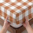 thumbnail image 3 of Queen Size Fitted Sheet Set - Dark Orange Checkered 3 Piece Bedding Sets 16" Deep Pocket Fitted Sheet with 2 Pillowcases, Fall Farmhouse Rustic Buffalo Plaid Brushed Microfiber Hotel Bed Sheets, 3 of 8